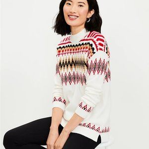NWT Fair Isle Mock Neck Tunic Sweater Loft small